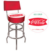 Coca Cola Vintage Coke Pub Stool with Back- Ice Cold Design