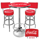 Coca Cola Ultimate Gameroom Combo - 2 Bar Stools with Backs &Table in Red