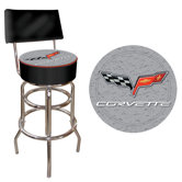 Corvette C6 Padded Bar Stool with Back in Silver
