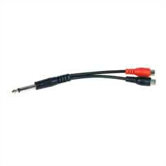 Standard Phone (1/4") Plug to Two Phono (RCA) Jacks