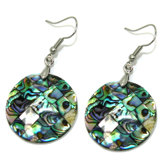 Round Abalone Shell Dangle Earrings