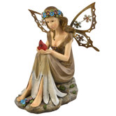 Garden Fairy with Cardinal Statue