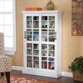 White Windowpane Media Cabinet