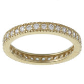 Gold Overlay Sterling Silver Cubic Zirconia Micro Pave Eternity Stackable Ring