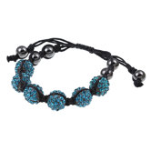 Black Cord Macrame Blue Zircon Crystal Adjustable Bracelet