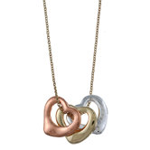 Multi-Tone Three Open Heart 'Love' Charm Necklace