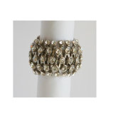 Silvertone Clear Crystal Honeycomb Stretch Fashion Ring