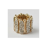 Goldtone Pave Crystal Sectional Stretch Ring