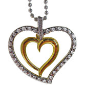 Two-tone Crystal Extra Large Heart Necklace