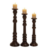 Wood Candlesticks (Set of 3)