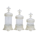 Flower Polystone and Glass Canister (Set of 3)