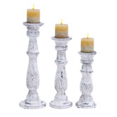 Wooden Candle Stand (Set of 3)
