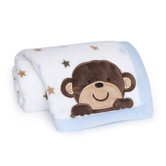 Monkey Rockstar Embroidered Boa Blanket