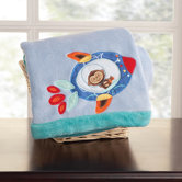 Astro Monkey Embroidered Boa Blanket