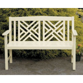 Fretwork Entryway Wood Garden Bench