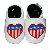 US Flag Heart Soft Sole Leather Baby Shoes
