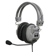 Stereo Headphone with Built-In Boom Microphone in Medium Gray