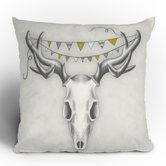 Wesley Bird Skull Throw Pillow