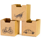 Cardboard Vehicle Cubby Bins (Set of 3)