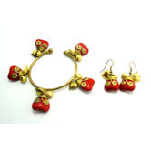 Goldtone Heart Bracelet and Earrings Set