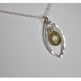 Sterling Silver Garnet Leaf Necklace