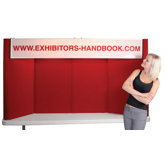 Hero H08 Tabletop Folding Display Panel with Backlit Header and Curved Edges