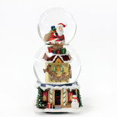 Santa on Chimney Double Water Globe