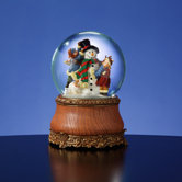 Children Building Snowman Snow Globe
