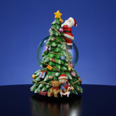 Santa Decorating Tree Water Globe