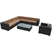 Palm Springs 7 Piece Sectional Deep Seating Group with Cushions