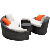 Magatama Outdoor 3 Piece Seating Group with Cushions
