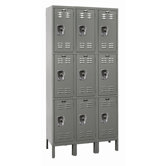 ReadyBuilt Three Wide Triple Tier Locker in Hallowell Gray