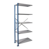H-Post High Capacity Shelving 5 Adjustable Shelves Add-on Unit Open Style with Sway Braces