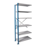H-Post High Capacity Shelving 6 Adjustable Shelves Add-on Unit Open Style with Sway Braces