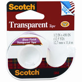 Transparent Glossy Tape in Hand Dispenser, 1/2" x 12-1/2 Yards, Clear