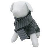 Cable Knit Dog Sweater and Scarf in Grey