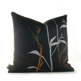 Morning Glory Tall Grass Pillow in Charcoal and Rust