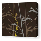 Morning Glory Tall Grass Stretched Wall Art in Charcoal and Olive