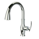 J25 Kitchen Series Single Hole Kitchen Faucet with Goose Neck Spout and Pull Down Spray Head