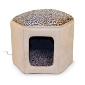 Thermo-Kitty Heated Sleep House in Tan / Leopard