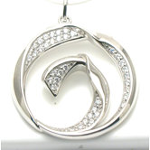 Modern Silver Desgins Circle Cut 32 Cubic Zirconia Pendant