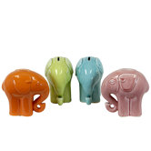 Ceramic Elephant Bank (Set of 4)