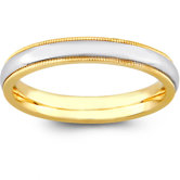 14k Two-tone Gold Women's Milgrain Comfort Fit Wedding Band