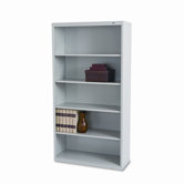 Metal Bookcase, 5 Shelves, 34-1/2w x 13-1/2d x 66h, Light Gray