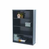 Metal Bookcase, 4 Shelves, 34-1/2W X 13-1/2D X 52-1/2H