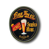 Hand-Carved 'Fine Beer' Sign