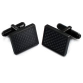 Stainless Steel Rectangular Carbon Fiber Cufflinks