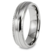 Millgrain Titanium Edge Domed Grooved Polished Ring