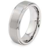 Men's Tungsten Carbide Brushed and Ridged Comfort Fit Ring