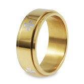 Stainless Steel Goldplated Silver Cross Band Ring